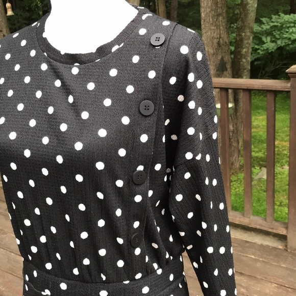 NWT! ZARA black Long Sleeve Polka dot dress - Picture 2 of 8